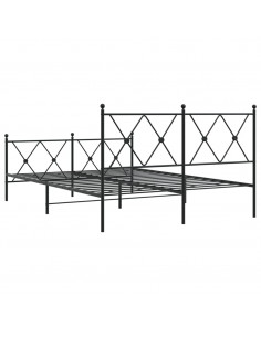 Giroletto con Testiera e Pediera Metallo Nero 137x190 cm