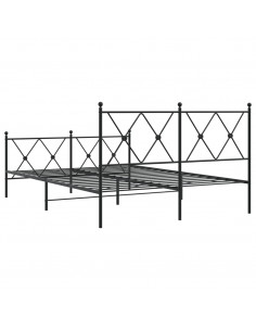 Giroletto con Testiera e Pediera Metallo Nero 140x190 cm