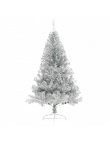 Albero di Natale a Metà con Supporto Argento 120 cm PET