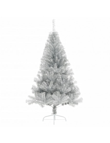 Albero di Natale a Metà con Supporto Argento 120 cm PET