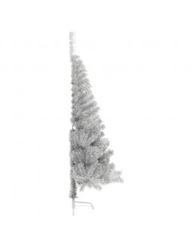 Albero di Natale a Metà con Supporto Argento 120 cm PET