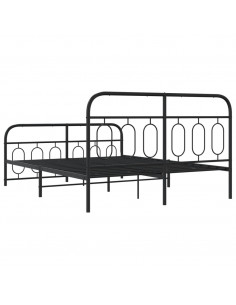 Giroletto con Testiera e Pediera Metallo Nero 140x190 cm