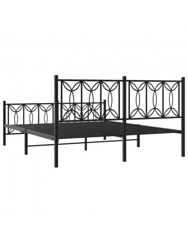 Giroletto con Testiera e Pediera Metallo Nero 150x200 cm