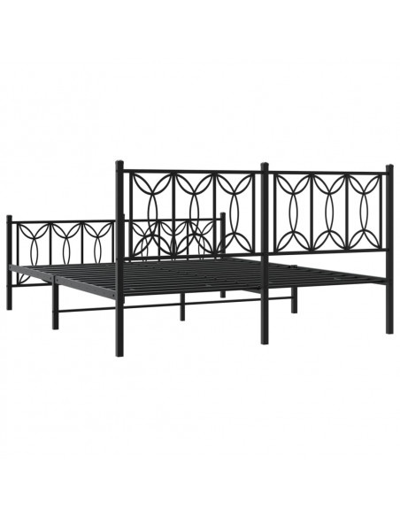 Giroletto con Testiera e Pediera Metallo Nero 150x200 cm