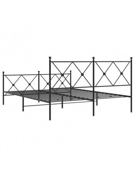Giroletto con Testiera e Pediera Metallo Nero 150x200 cm