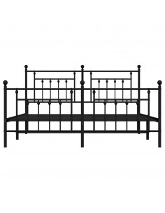 Giroletto con Testiera e Pediera Metallo Nero 160x200 cm