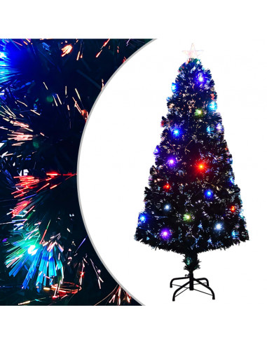Albero di Natale Preilluminato con Supporto 150 cm Fibra Ottica