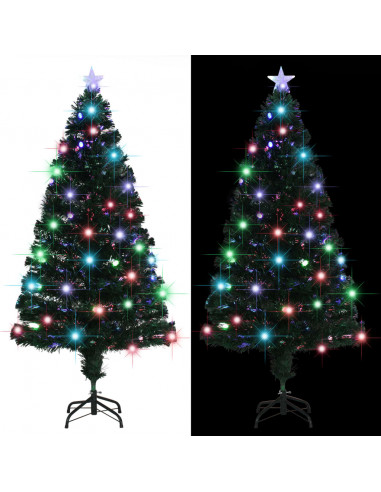 Albero di Natale Preilluminato con Supporto 150 cm Fibra Ottica