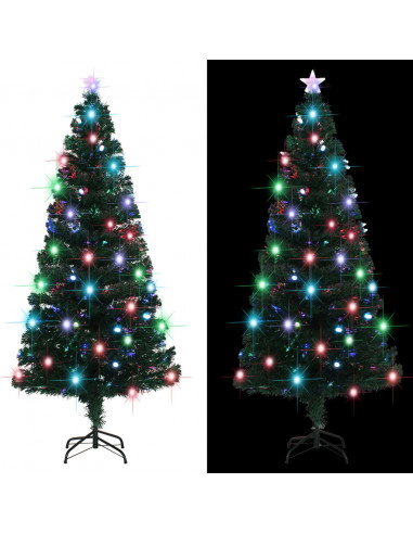Albero di Natale Preilluminato con Supporto e LED 180 cm Fibra Ottica