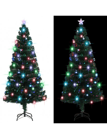 Albero di Natale Preilluminato con Supporto e LED 180 cm Fibra Ottica