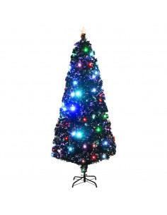 Albero di Natale Preilluminato con Supporto e LED 210 cm Fibra Ottica 2
