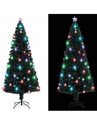 Albero di Natale Preilluminato con Supporto e LED 210 cm Fibra Ottica