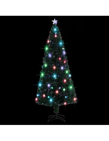Albero di Natale Preilluminato con Supporto e LED 210 cm Fibra Ottica
