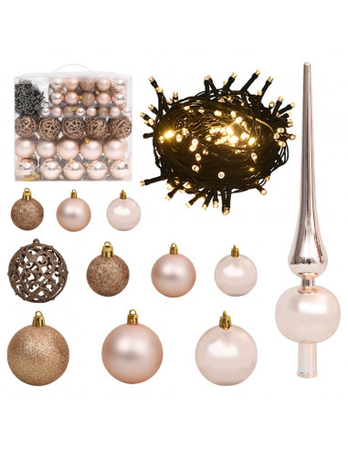 Albero Natale Incernierato con 300 LED e Palline 180 cm