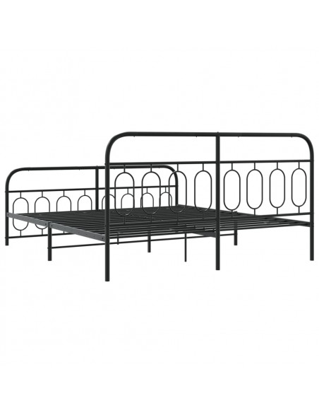 Giroletto con Testiera e Pediera Metallo Nero 193x203 cm