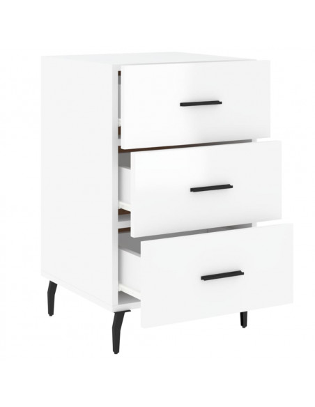 Comodino Bianco Lucido 40x40x66 cm in Legno Multistrato