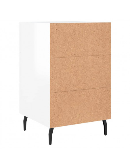Comodino Bianco Lucido 40x40x66 cm in Legno Multistrato