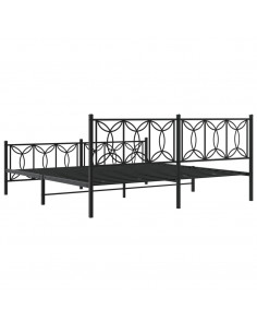 Giroletto con Testiera e Pediera Metallo Nero 193x203 cm