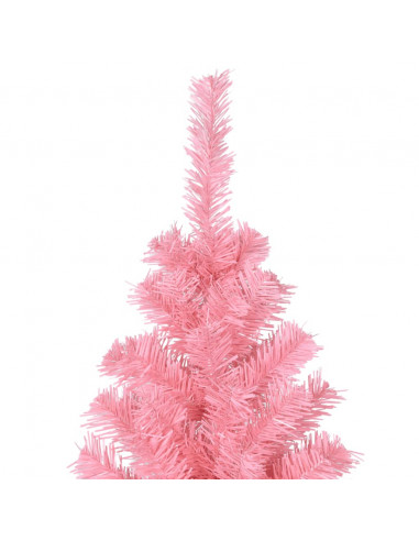 Albero di Natale Artificiale Sottile con Base Rosa 180 cm PVC