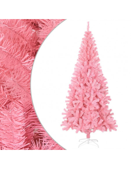 Albero di Natale Artificiale Sottile con Base Rosa 210 cm PVC