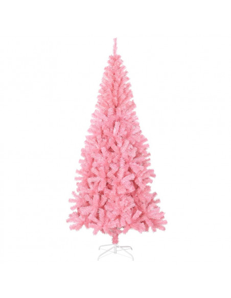 Albero di Natale Artificiale Sottile con Base Rosa 210 cm PVC