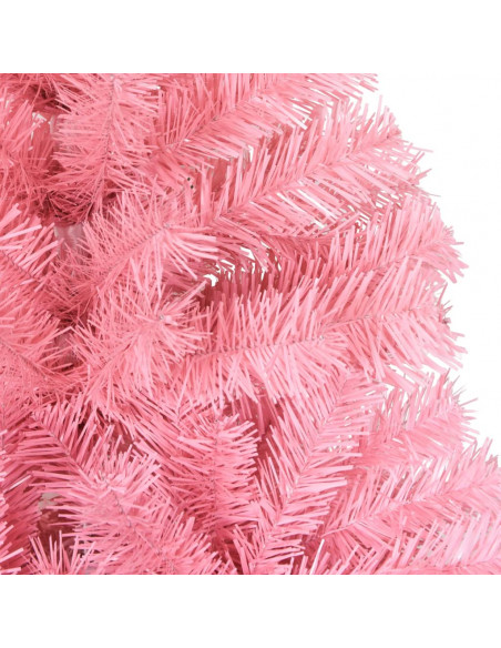 Albero di Natale Artificiale Sottile con Base Rosa 210 cm PVC