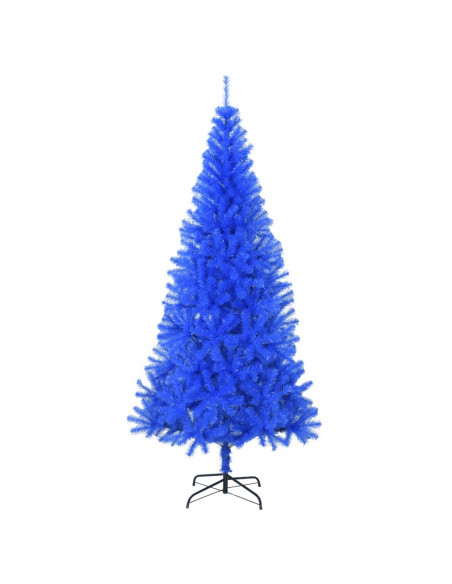 Albero di Natale Artificiale Sottile con Base Blu 210 cm PVC