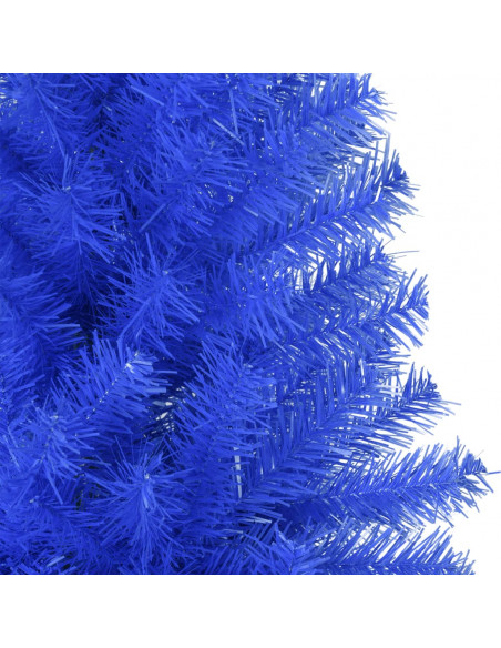 Albero di Natale Artificiale Sottile con Base Blu 210 cm PVC