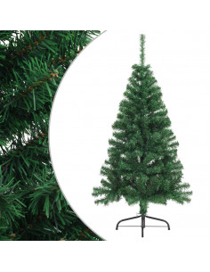 Albero di Natale Artificiale Metà con Supporto Verde 150 cm PVC 2