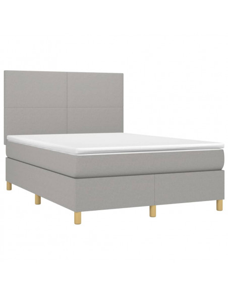Giroletto a Molle con Materasso Grigio Chiaro 140x200cm Tessuto