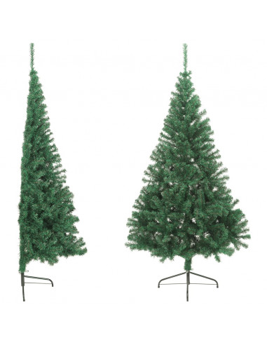 Albero di Natale Artificiale Metà con Supporto Verde 210 cm PVC