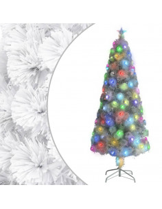 Albero Natale Preilluminato Bianco 240 cm in Fibra Ottica 2