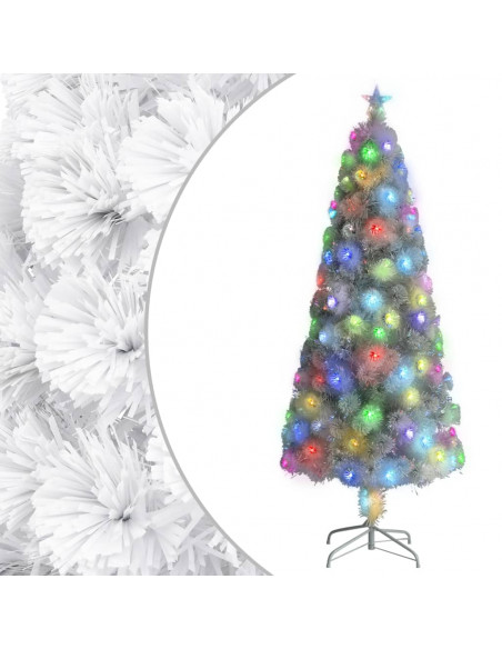 Albero Natale Preilluminato Bianco 240 cm in Fibra Ottica