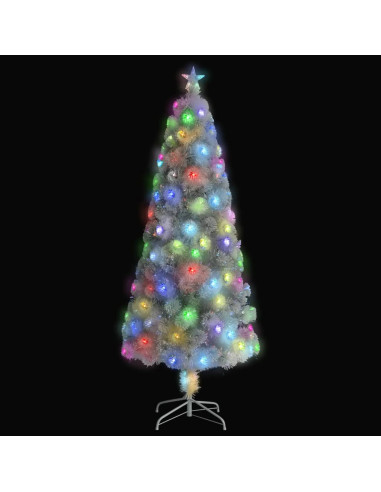 Albero Natale Preilluminato Bianco 240 cm in Fibra Ottica