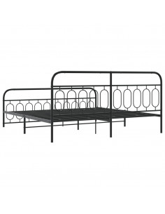 Giroletto con Testiera e Pediera Metallo Nero 200x200 cm