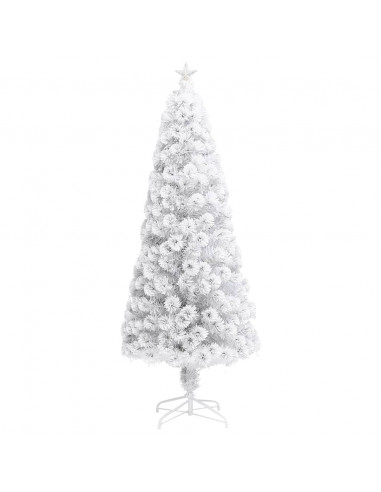Albero Natale Preilluminato Bianco 240 cm in Fibra Ottica