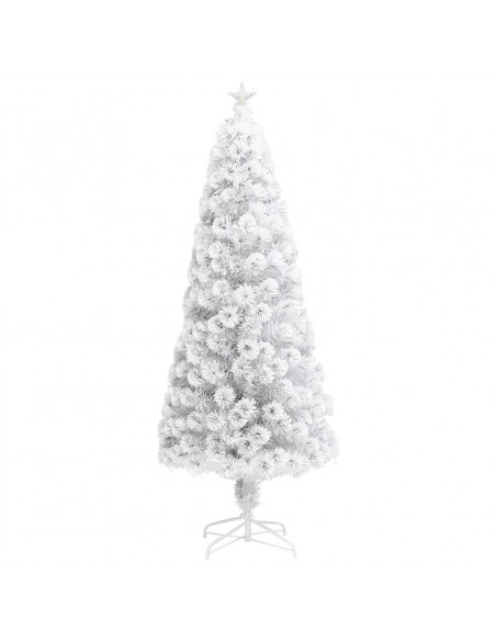 Albero Natale Preilluminato Bianco 240 cm in Fibra Ottica