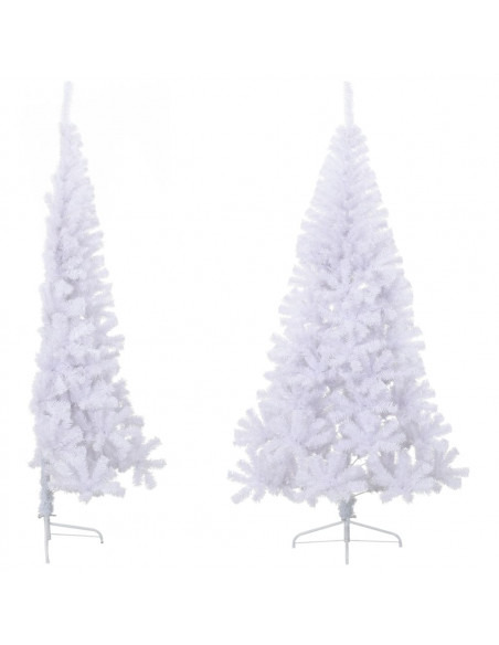 Albero di Natale Artificiale Metà con Supporto Bianco 180cm PVC