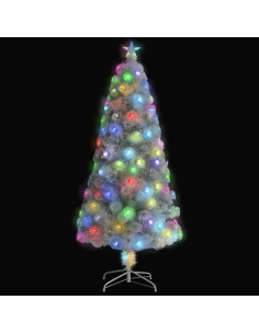 Albero Natale Preilluminato Bianco 150 cm in Fibra Ottica 2