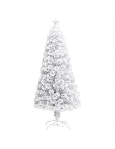 Albero Natale Preilluminato Bianco 150 cm in Fibra Ottica