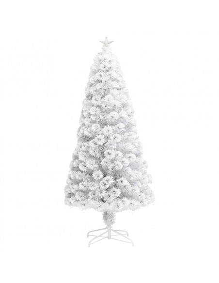 Albero Natale Preilluminato Bianco 150 cm in Fibra Ottica