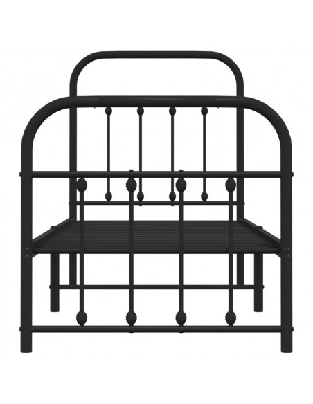 Giroletto con Testiera e Pediera Metallo Nero 75x190 cm