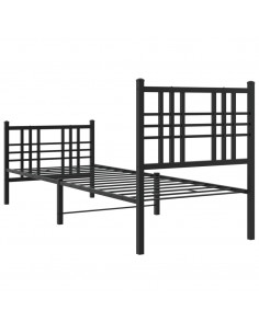 Giroletto con Testiera e Pediera Metallo Nero 75x190 cm