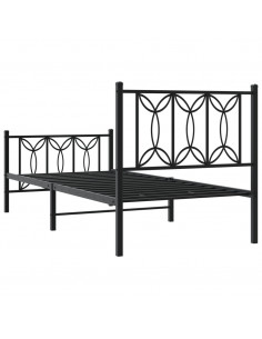 Giroletto con Testiera e Pediera Metallo Nero 75x190 cm