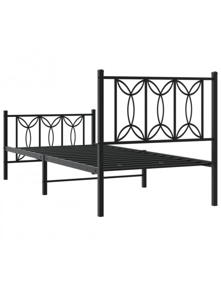 Giroletto con Testiera e Pediera Metallo Nero 75x190 cm