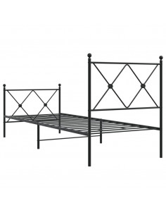 Giroletto con Testiera e Pediera Metallo Nero 75x190 cm