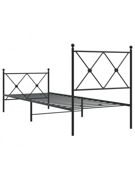 Giroletto con Testiera e Pediera Metallo Nero 75x190 cm