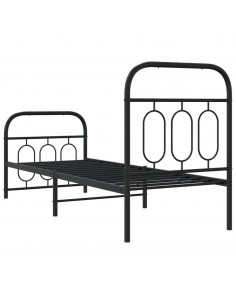 Giroletto con Testiera e Pediera Metallo Nero 75x190 cm