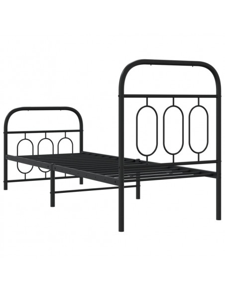 Giroletto con Testiera e Pediera Metallo Nero 75x190 cm