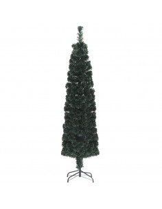 Albero Natale Artificiale Sottile Supporto 180 cm Fibra Ottica 2